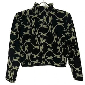 Kerrits Black & Camel Brown Horse Crop Full Zip Fleece Jacket Size S Equestrian